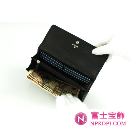 シャネル クルーズライン カメリア 長財布 ブラック＆シルバー A47004 【2012年春夏新作】 